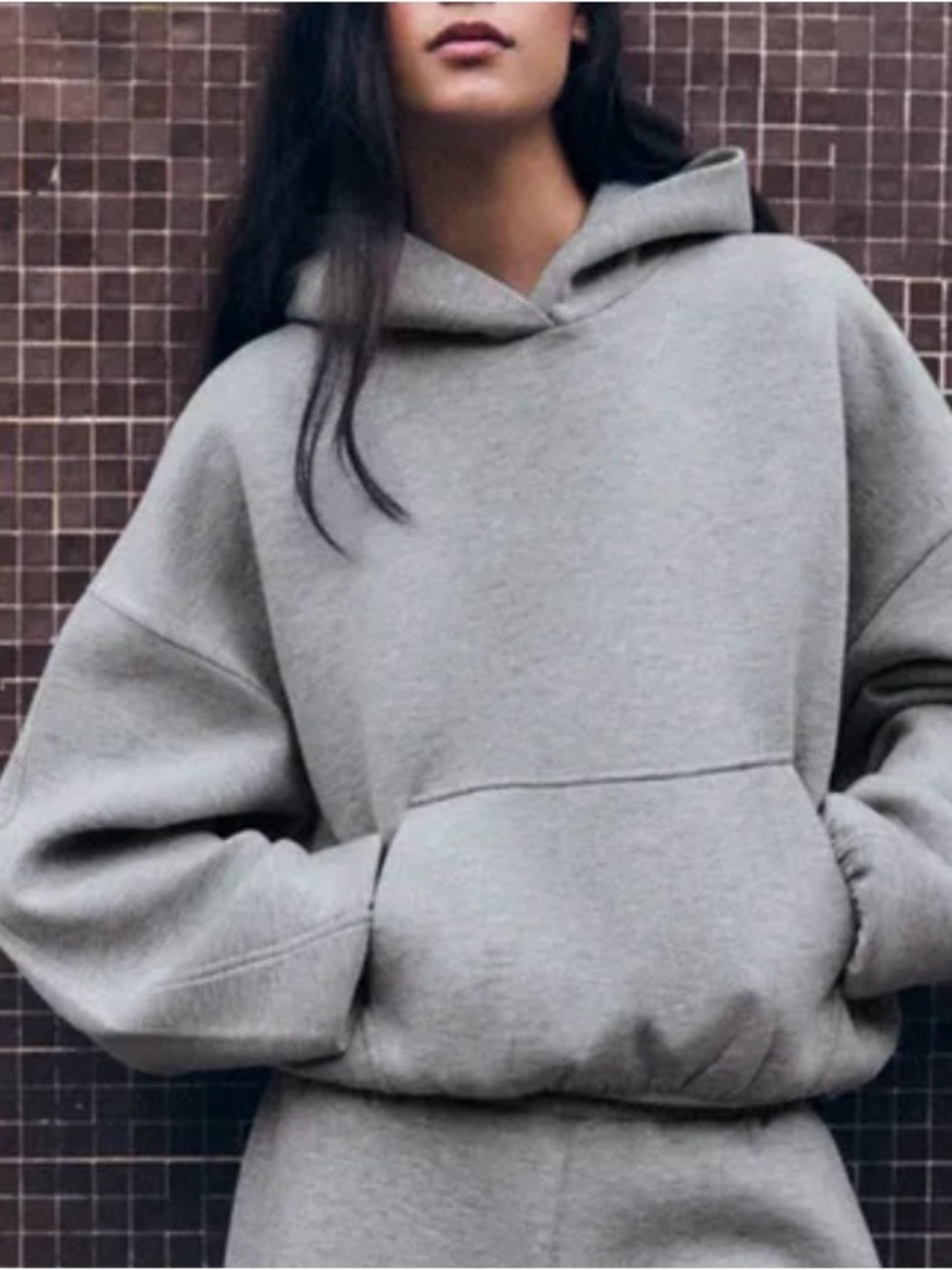 Oversized Grey Hoodie Sweatshirt for Women